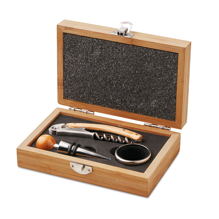 Wine set in bamboo box with your logo