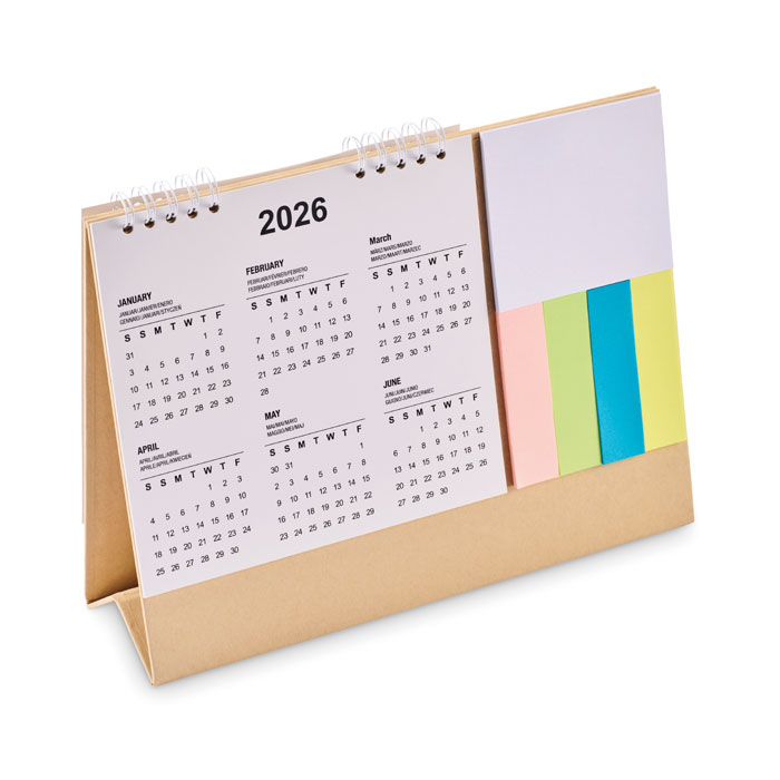 Desk calendar with memo pad with logo printing