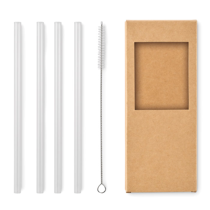 Reusable glass straws set of 4 with your logo
