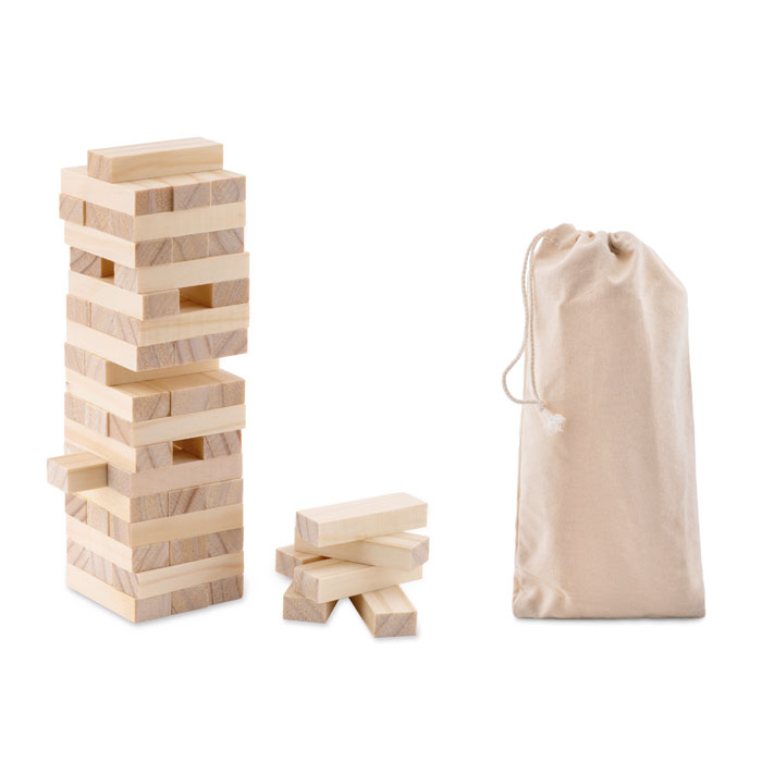Tower game in cotton pouch with logo printing