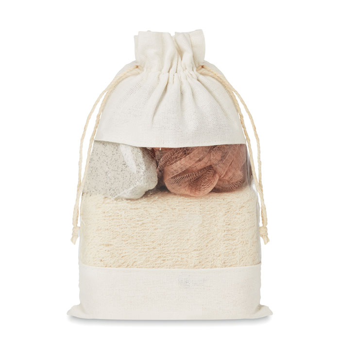 Bath set in jute pouch with logo printing