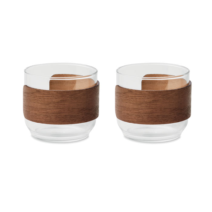 Coffee glass set walnut grip with your logo