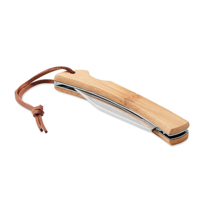 Foldable knife in bamboo with your logo