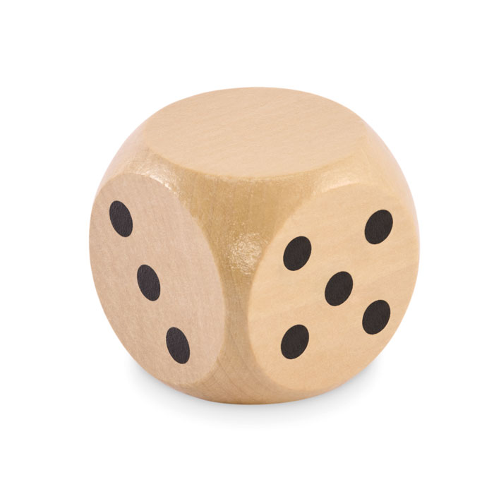 Schima wooden dice 5 cm with logo printing