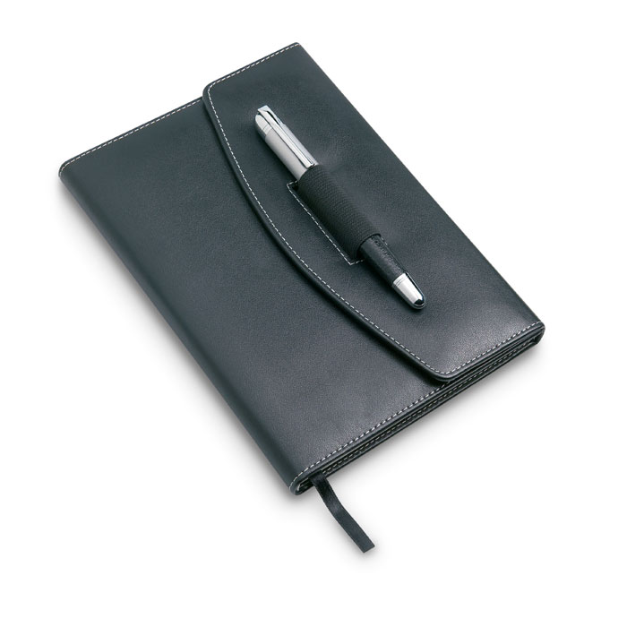A5 notebook portfolio with pen with logo printing