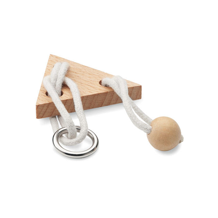 Wooden brain teaser triangle with logo printing
