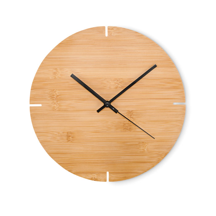 Round bamboo wall clock with your logo