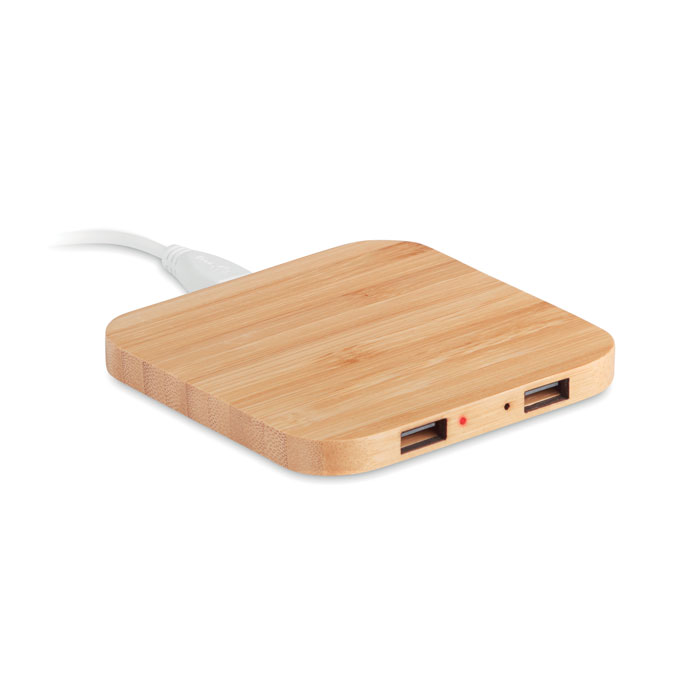 Bamboo wireless charge pad 5W with your logo