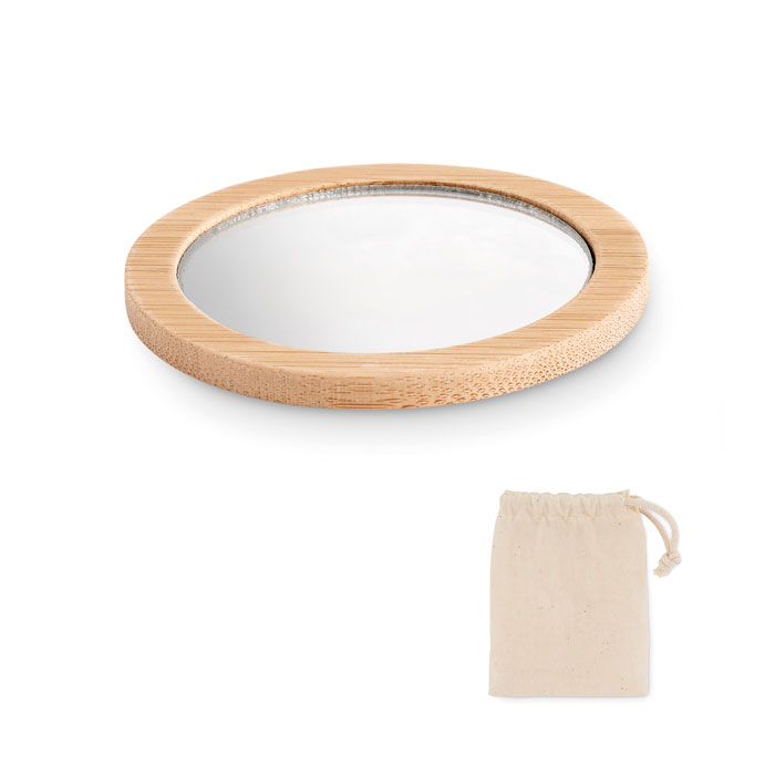 Bamboo make-up mirror with logo printing