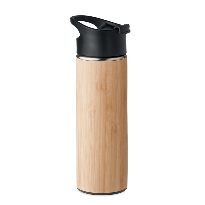 Double wall bamboo flask 450 ml with your logo