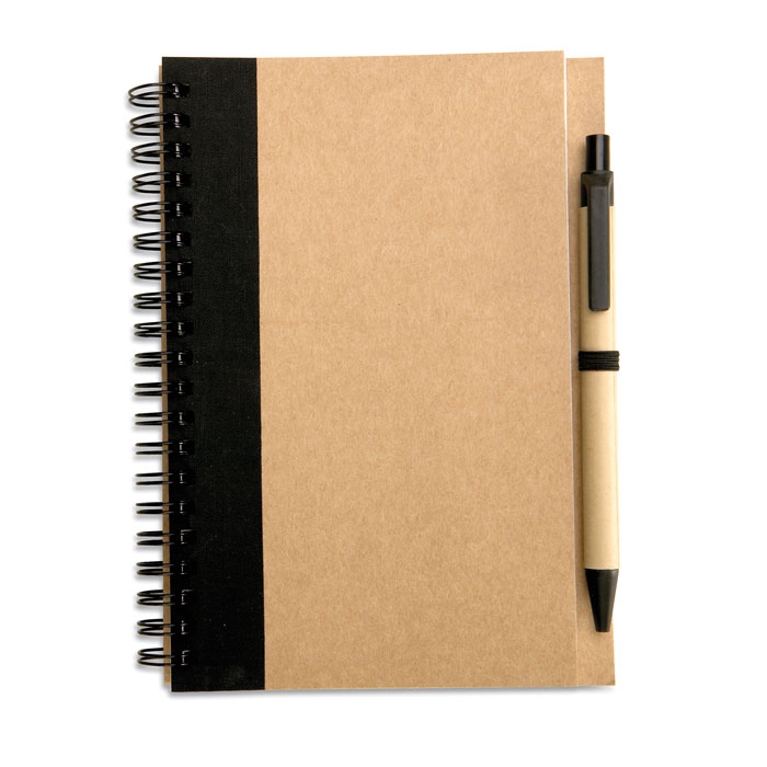 B6 recycled notebook with pen with your logo