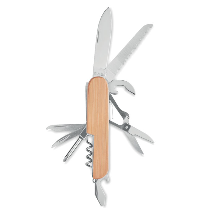 Multi tool pocket knife bamboo with your logo