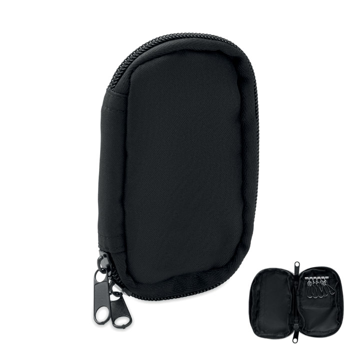 Key case in 300D RPET with logo printing