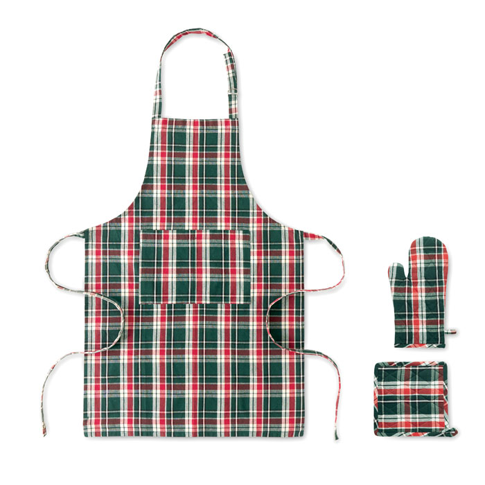 Chequered cotton kitchen set with your logo