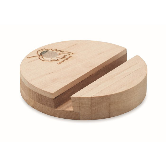 Birch wood phone stand with seeds with logo printing