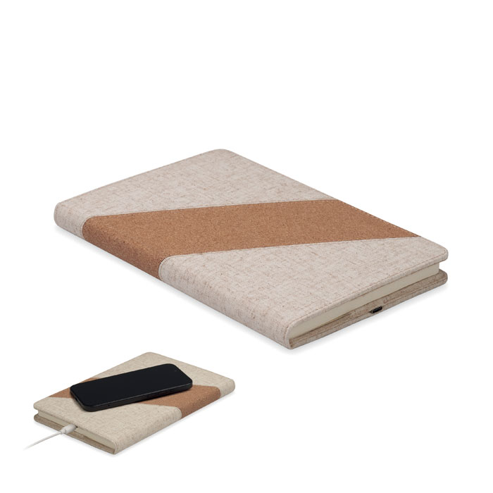 A5 notebook with 15W wireless charger with logo printing