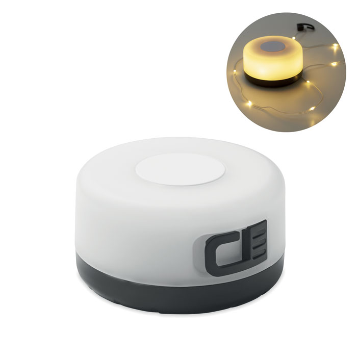 Retractable LED string light with logo printing