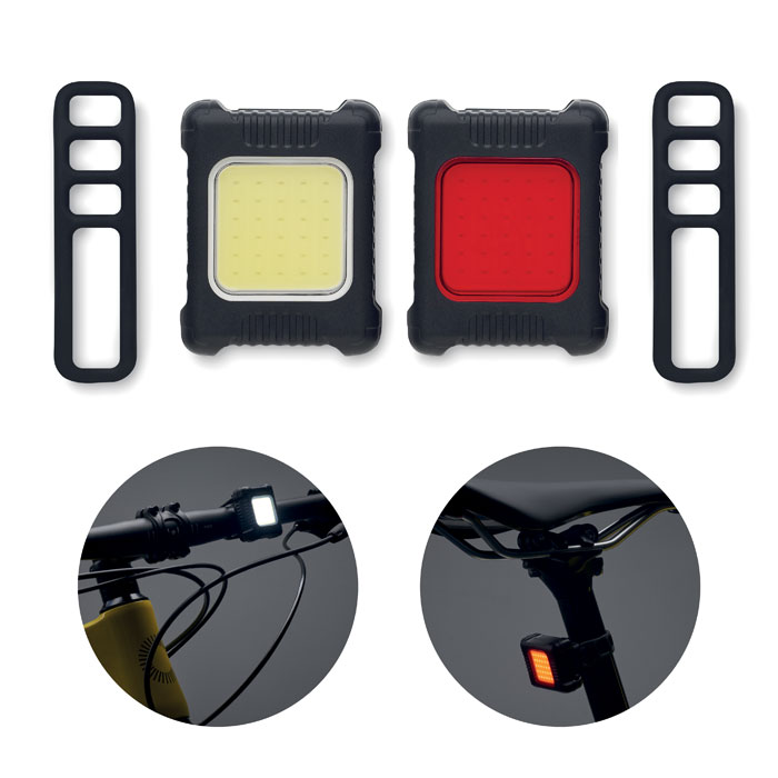 Rechargeable bike light set with logo printing