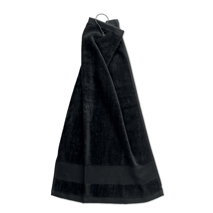 Cotton golf towel with hanger with logo printing