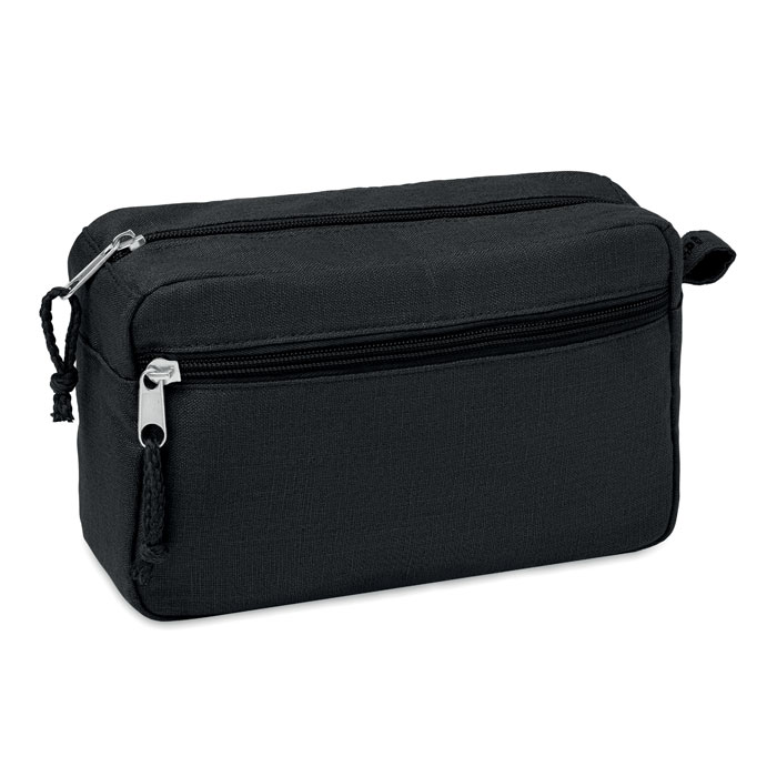 Hemp toiletry bag 200 g/m² with logo printing