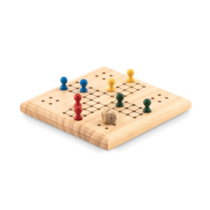 Wooden race board game in pouch with logo printing