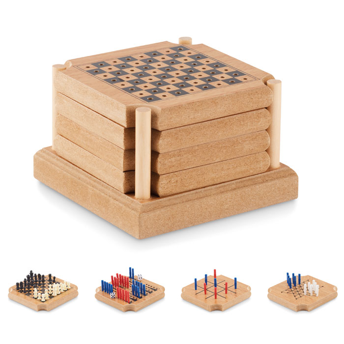 4-piece coaster game set with your logo