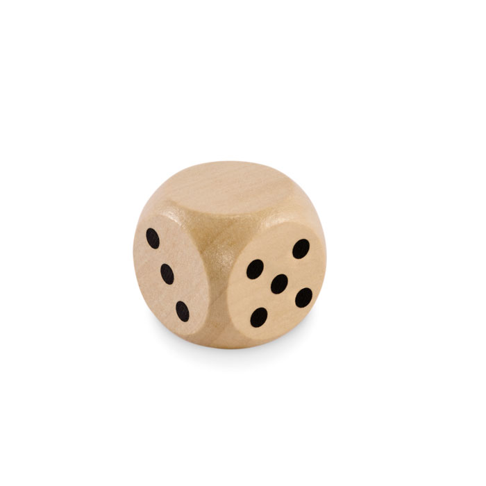 Schima wooden dice 3 cm with logo printing