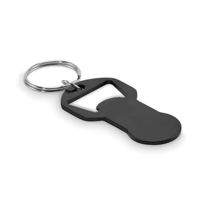 Recycled aluminium bottle opener key ring with logo printing