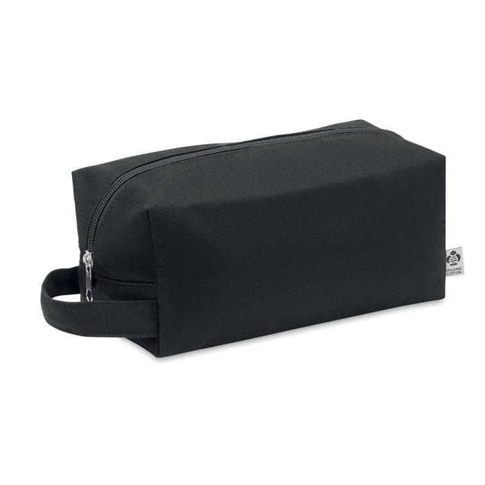 Organic canvas cosmetic bag 220 g/m² with logo printing