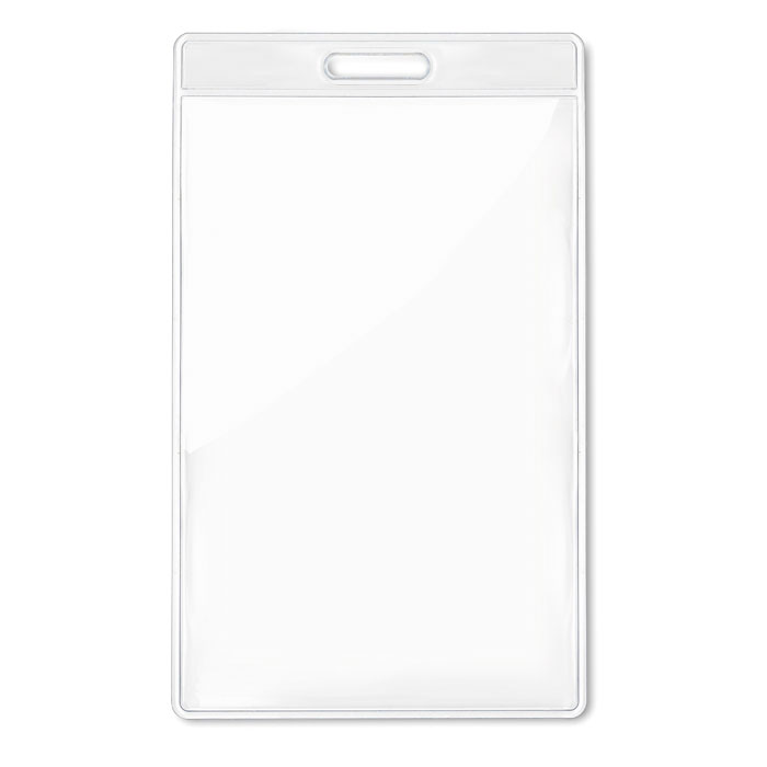 Transparent badge 7.5 x 12.5 cm with your logo