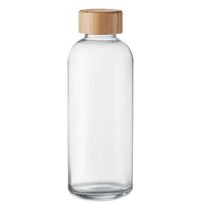 Glass bottle 650 ml bamboo lid with your logo