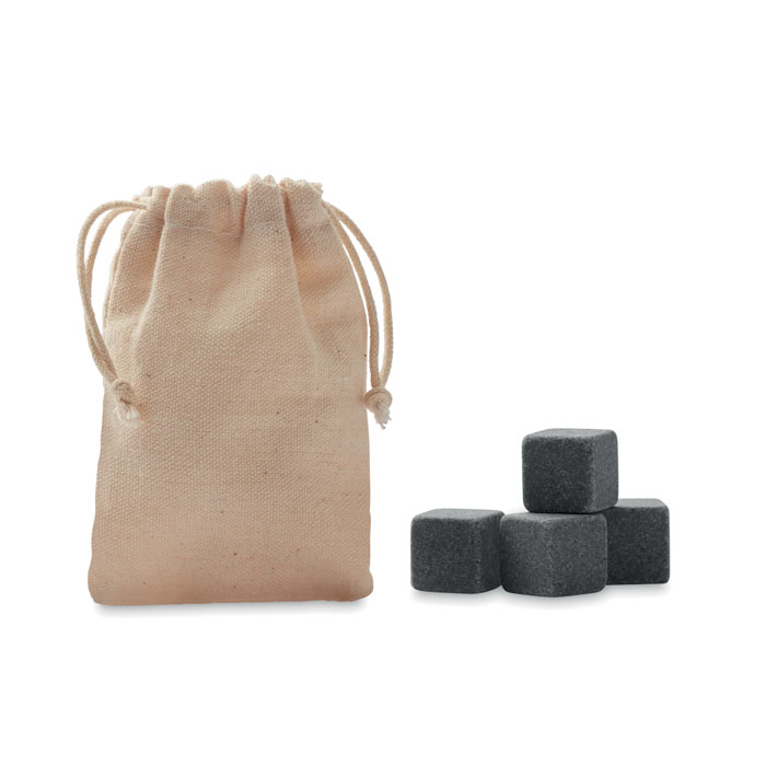 4 stone ice cubes in pouch with your logo