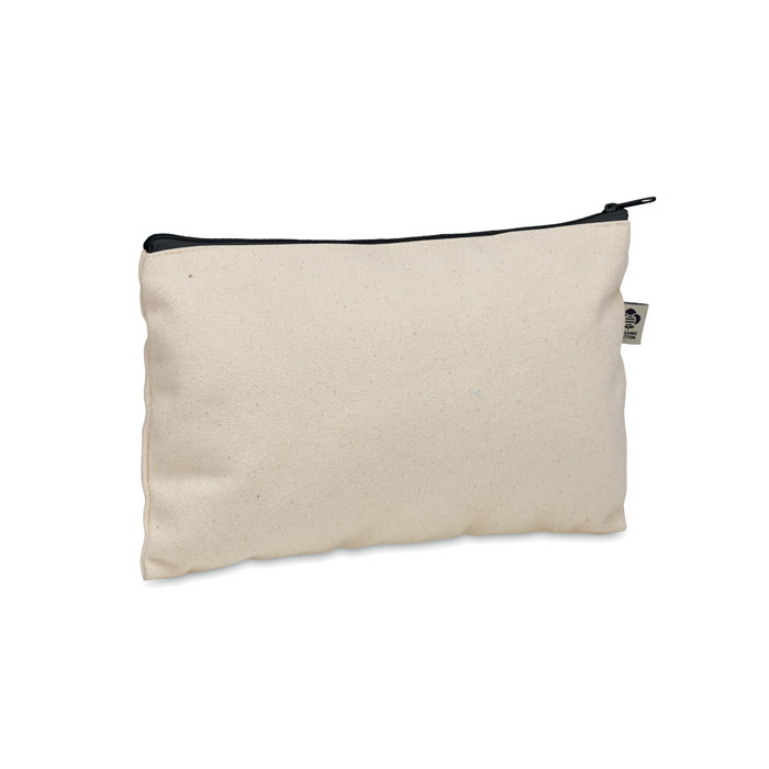 Organic cotton cosmetic bag 340 g/m² with logo printing