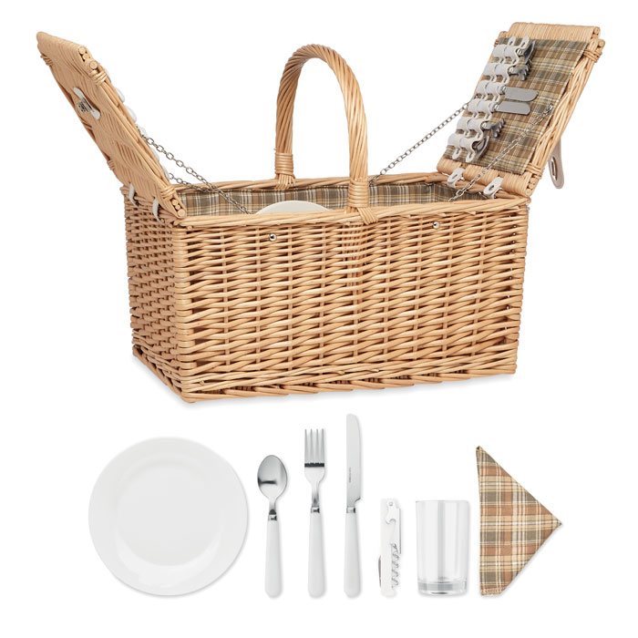 Wicker picnic basket for 4 people with logo printing