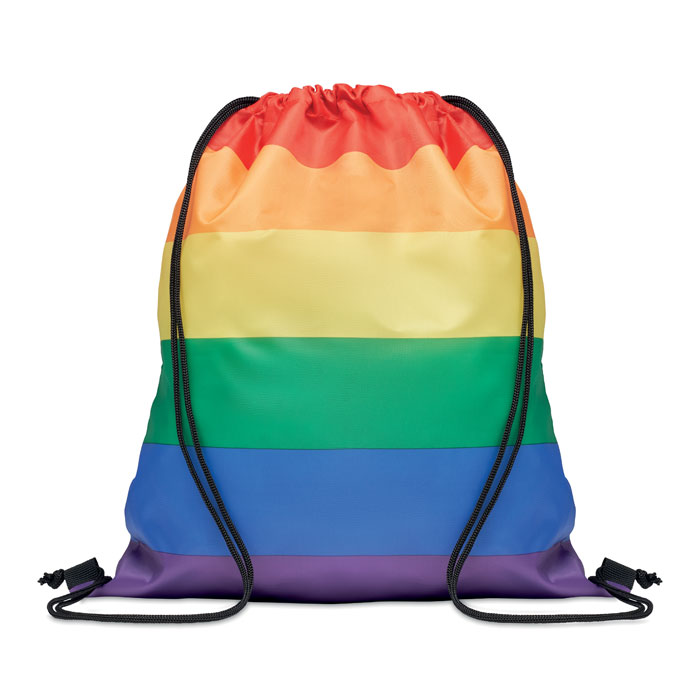 Rainbow RPET drawstring bag with your logo
