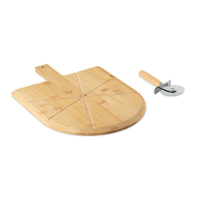 Bamboo pizza board and cutter with your logo