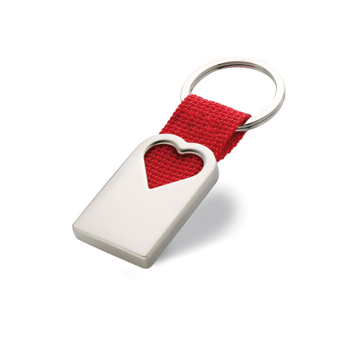 Heart metal key ring with logo printing