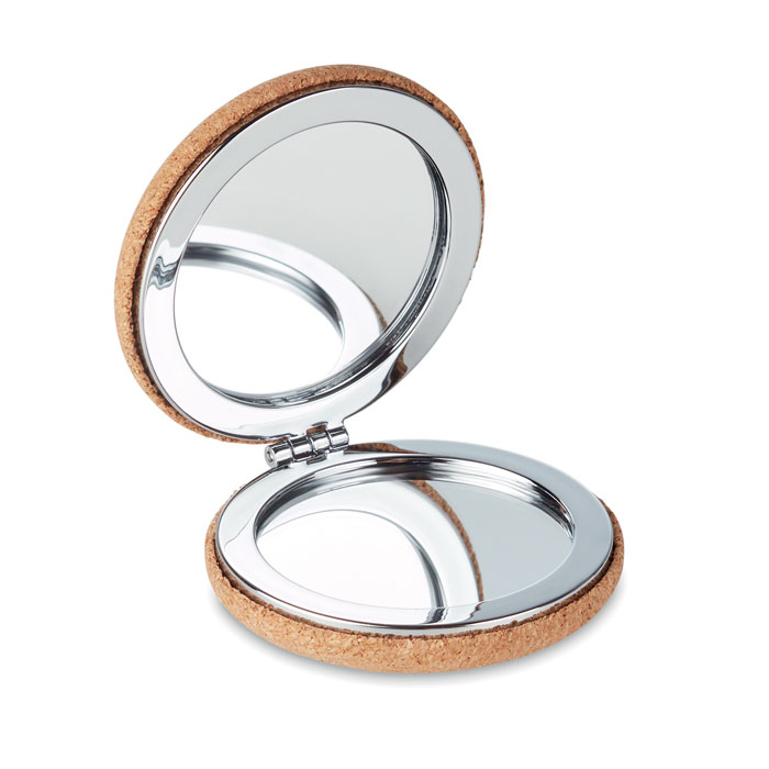 Pocket mirror with cork cover with logo printing