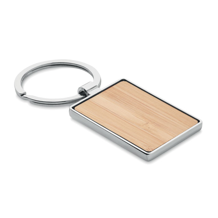 Rectangular key ring bamboo with logo printing