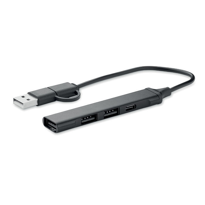 4-port USB hub 19 cm with logo printing