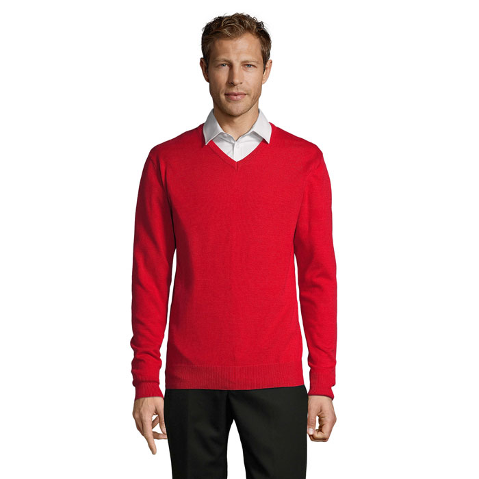 Men's V-neck sweater with your logo