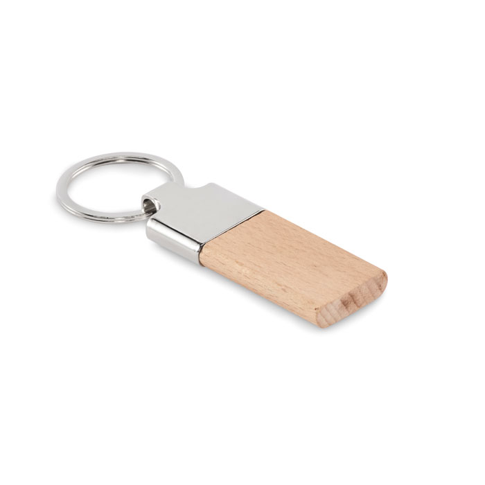 Key ring with wood insert with logo printing