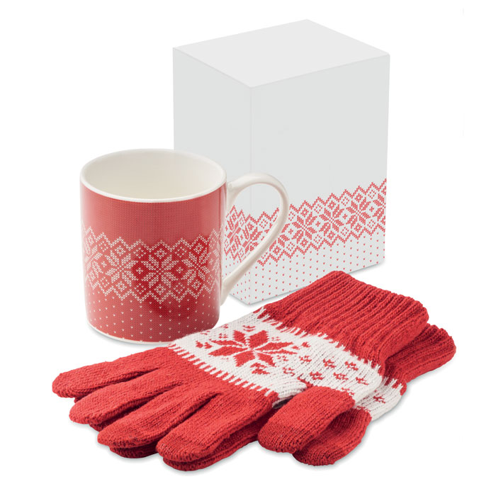 Winter gift mug and gloves set with your logo