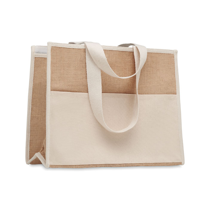 Jute and canvas cooler bag with logo printing