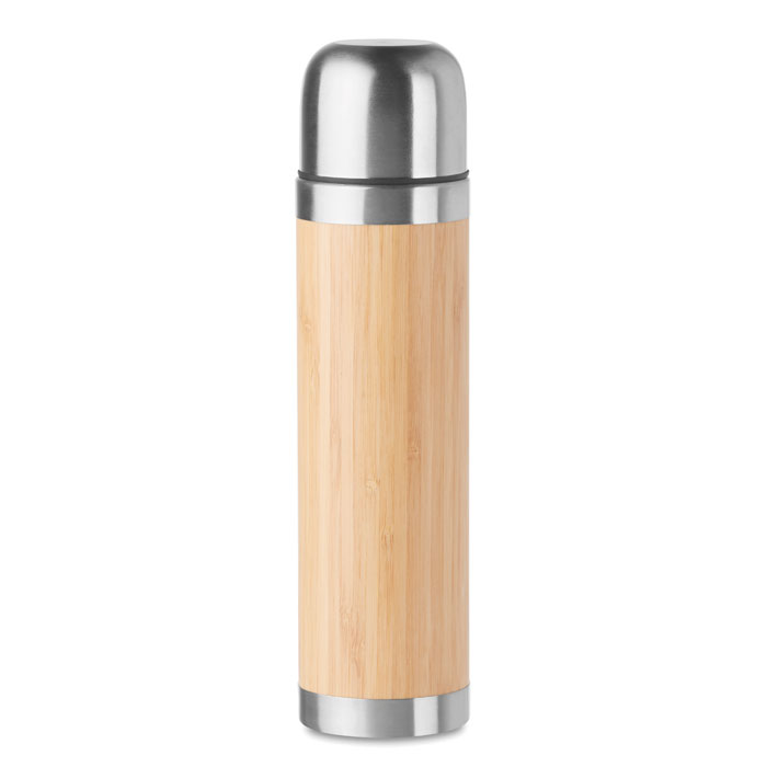 Double wall bamboo flask 400 ml with your logo
