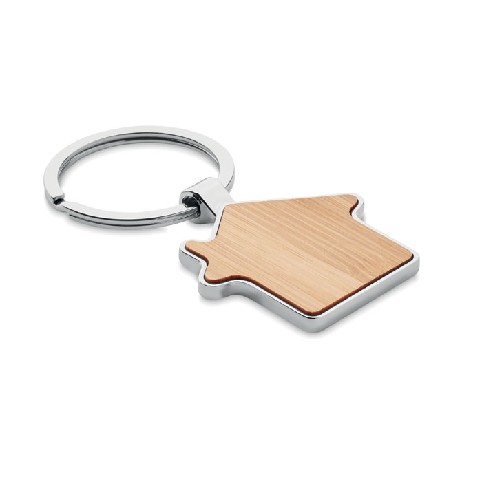 House key ring metal bamboo with logo printing