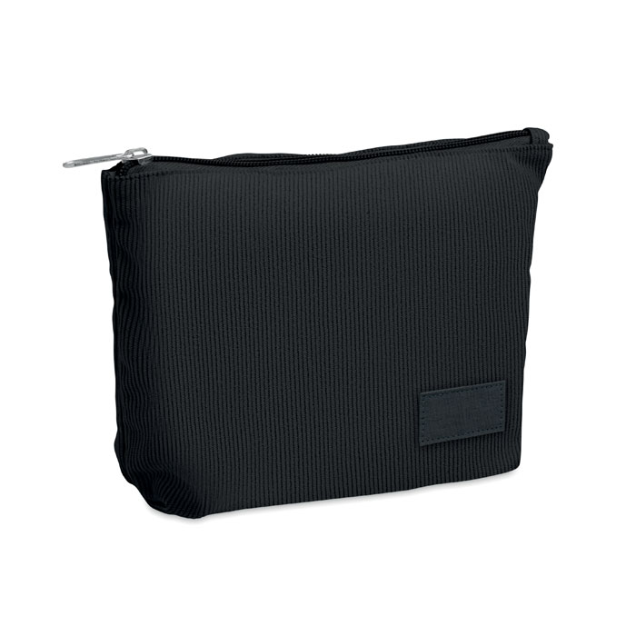 Corduroy cosmetic bag with logo printing
