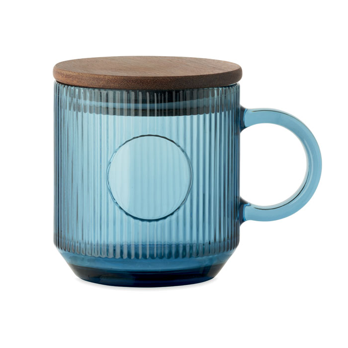 Ribbed glass mug 300 ml with logo printing
