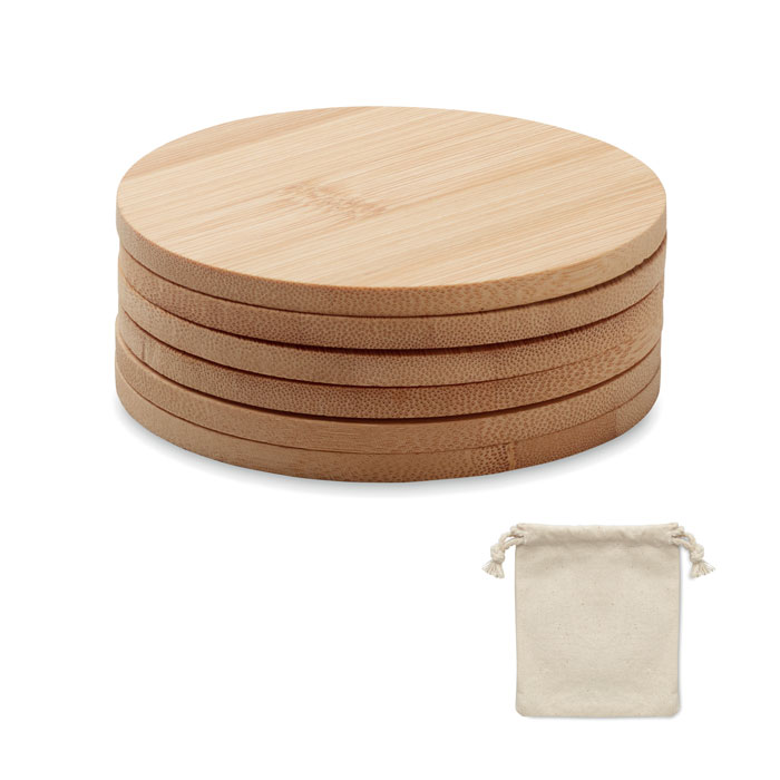 Set of 6 bamboo coasters with your logo