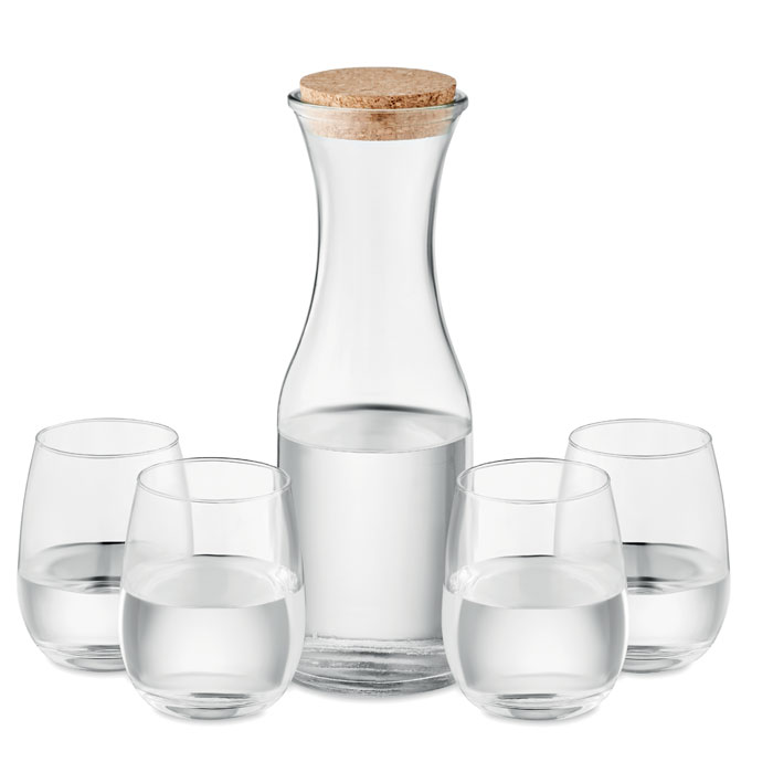 Recycled glass drink set with logo printing